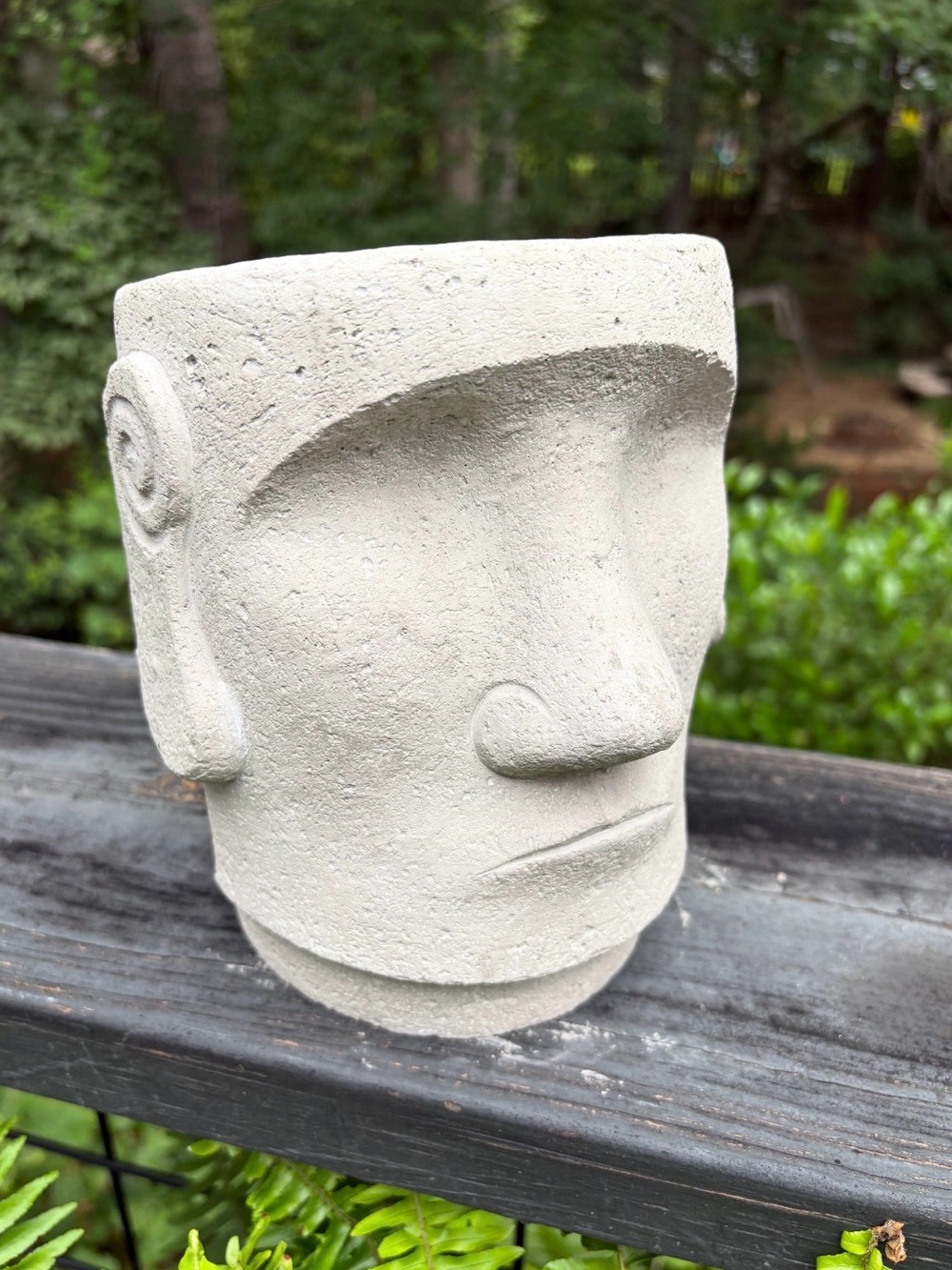 Moai Cement  Face Sculpture Planter - Cream
